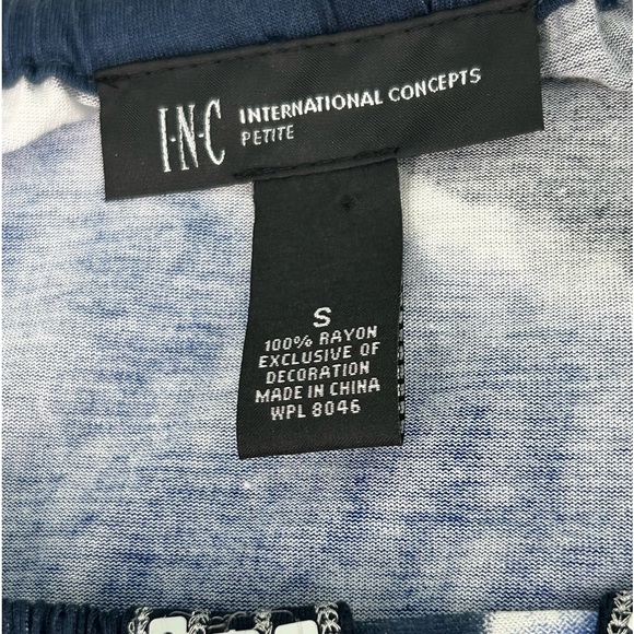 NWT INC International Concepts Blue/White/Black with Silver Sequins Blouse - Picture 8 of 10